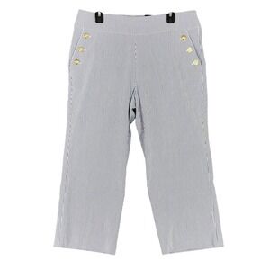 Roz & Ali Crop Pants Size 14W Classic Fit Striped Sailor Office Coastal Nautical